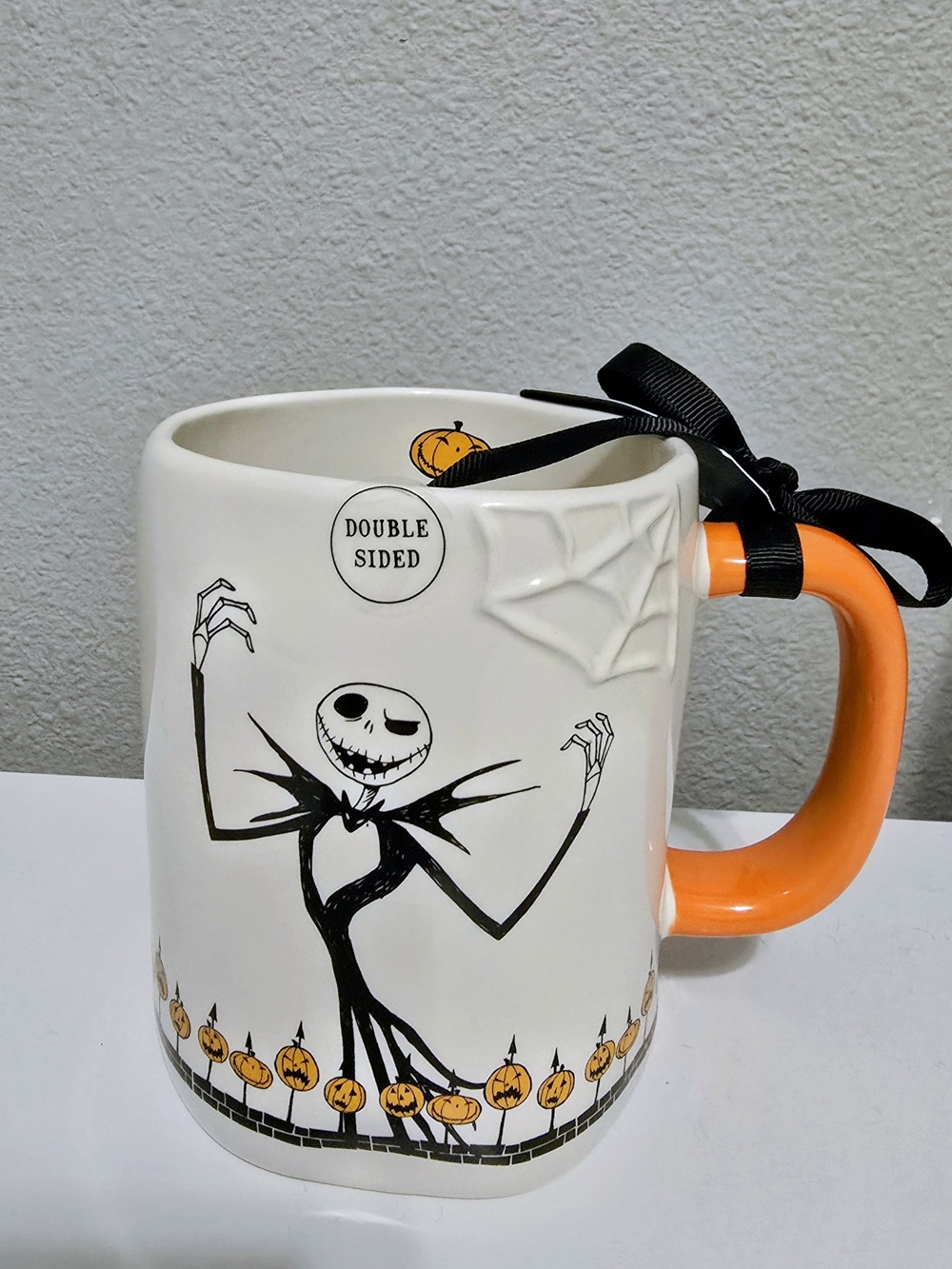 Rae Dunn Nightmare Before Christmas Jack Skellington Mug with Orange Handle